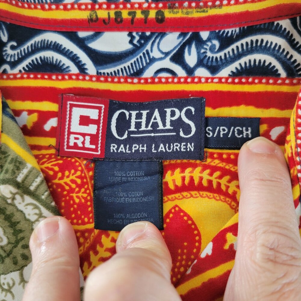 Vtg Ralph Lauren Chaps Colorful Paisley Floral Pattern Short Sleeve Size S EUC - Picture 2 of 8